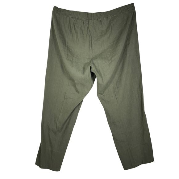 J.Jill Linen Stretch Cropped Capris Elastic Waist Pants Women's L Olive Green - Picture 2 of 6
